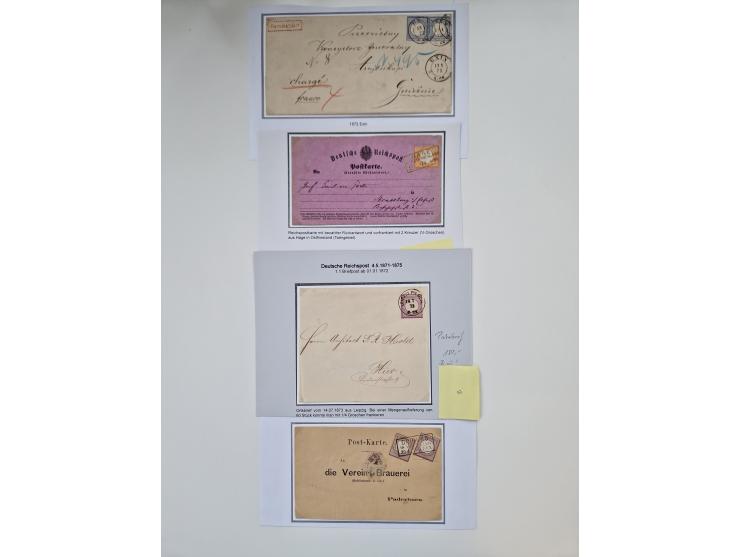 1872/74, umfangreiche Sammlung mit &nbsp;über 100 Briefen und Karten mit besseren Einzel- und Mehrfachfrankaturen, R- und Wer