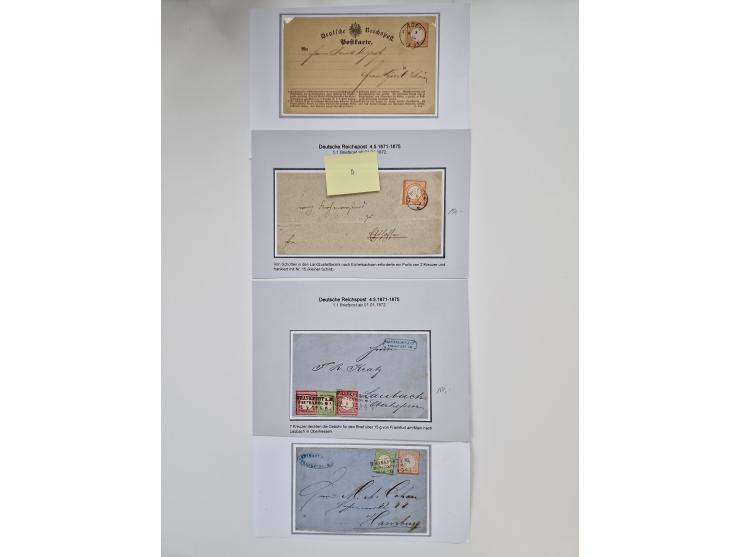1872/74, umfangreiche Sammlung mit &nbsp;über 100 Briefen und Karten mit besseren Einzel- und Mehrfachfrankaturen, R- und Wer