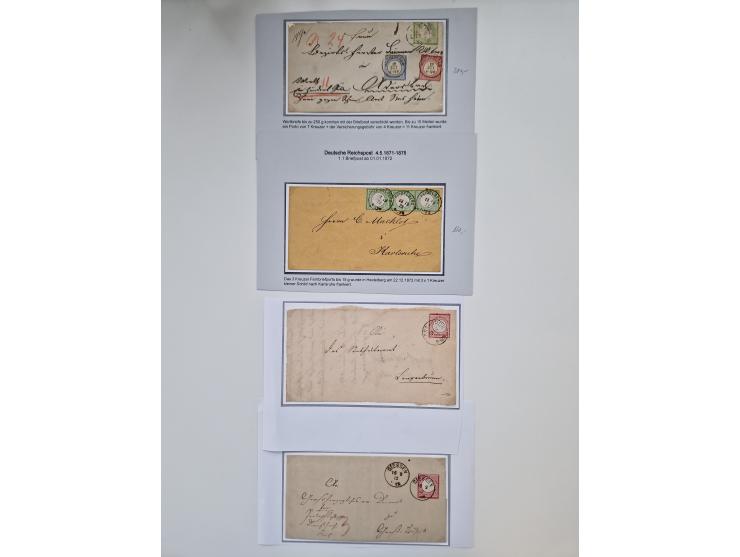 1872/74, umfangreiche Sammlung mit &nbsp;über 100 Briefen und Karten mit besseren Einzel- und Mehrfachfrankaturen, R- und Wer
