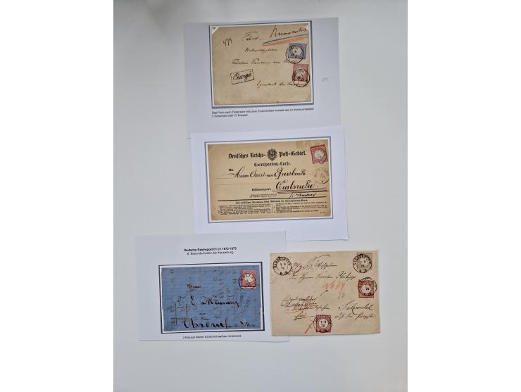 1872/74, umfangreiche Sammlung mit &nbsp;über 100 Briefen und Karten mit besseren Einzel- und Mehrfachfrankaturen, R- und Wer