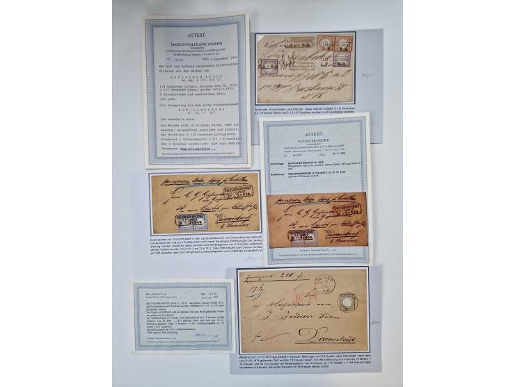 1872/74, umfangreiche Sammlung mit &nbsp;über 100 Briefen und Karten mit besseren Einzel- und Mehrfachfrankaturen, R- und Wer