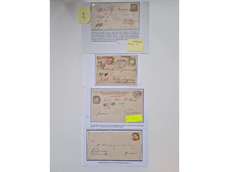 1872/74, umfangreiche Sammlung mit &nbsp;über 100 Briefen und Karten mit besseren Einzel- und Mehrfachfrankaturen, R- und Wer