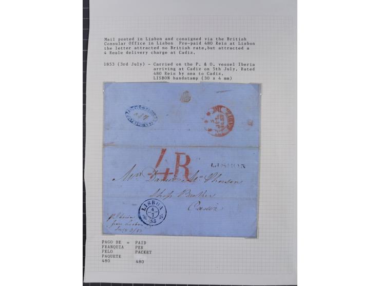 1839/57, 11 letters, all passing the British offices in Virgo or Cadiz, with different and interesting markings and cancels, 