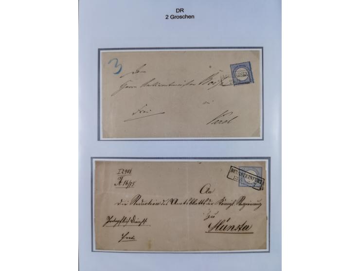 1872/74, Sammlung mit fast 90 Einzel- und Mehrfachfrankaturen der Wertstufen ⅓ Gr., 1 Gr., 2 Gr., 1 Kr. und 3 Kr. mit praktis