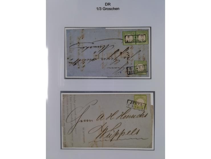 1872/74, Sammlung mit fast 90 Einzel- und Mehrfachfrankaturen der Wertstufen ⅓ Gr., 1 Gr., 2 Gr., 1 Kr. und 3 Kr. mit praktis