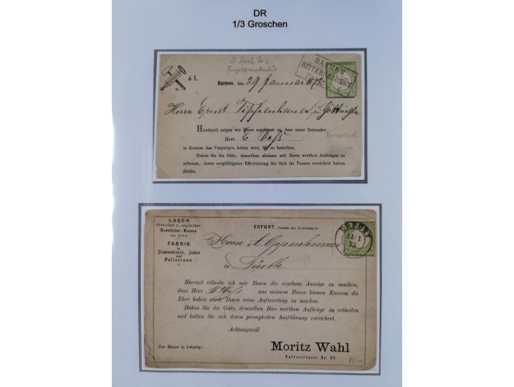 1872/74, Sammlung mit fast 90 Einzel- und Mehrfachfrankaturen der Wertstufen ⅓ Gr., 1 Gr., 2 Gr., 1 Kr. und 3 Kr. mit praktis