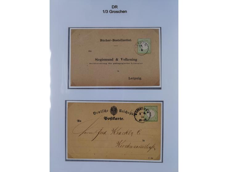 1872/74, Sammlung mit fast 90 Einzel- und Mehrfachfrankaturen der Wertstufen ⅓ Gr., 1 Gr., 2 Gr., 1 Kr. und 3 Kr. mit praktis