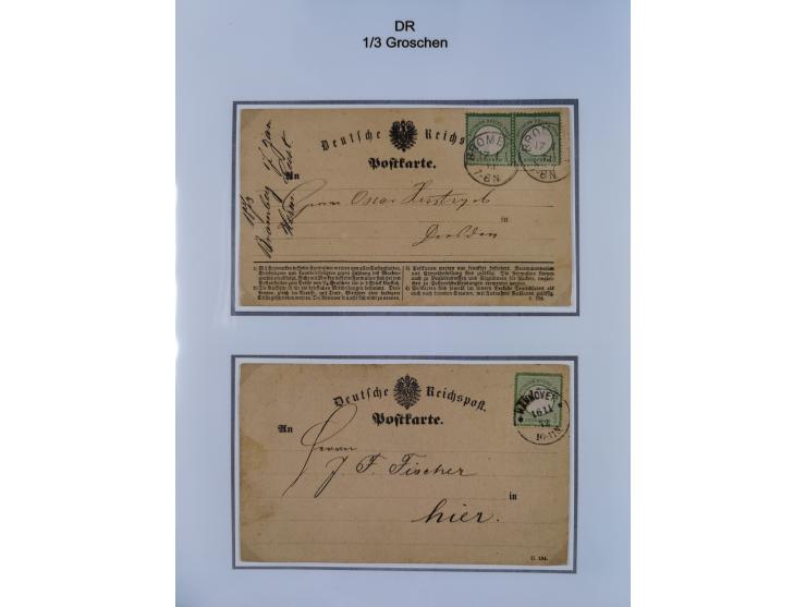 1872/74, Sammlung mit fast 90 Einzel- und Mehrfachfrankaturen der Wertstufen ⅓ Gr., 1 Gr., 2 Gr., 1 Kr. und 3 Kr. mit praktis