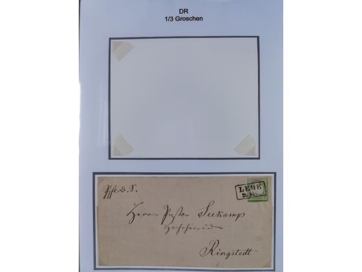 1872/74, Sammlung mit fast 90 Einzel- und Mehrfachfrankaturen der Wertstufen ⅓ Gr., 1 Gr., 2 Gr., 1 Kr. und 3 Kr. mit praktis