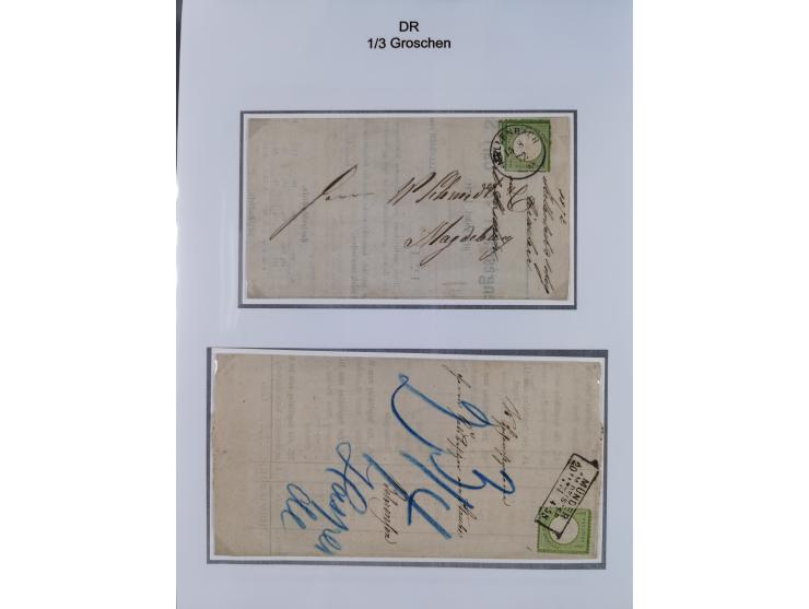 1872/74, Sammlung mit fast 90 Einzel- und Mehrfachfrankaturen der Wertstufen ⅓ Gr., 1 Gr., 2 Gr., 1 Kr. und 3 Kr. mit praktis