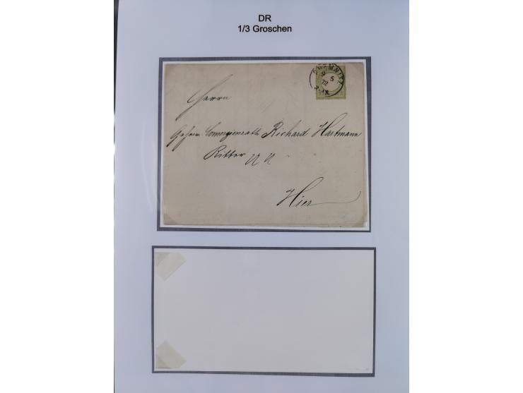 1872/74, Sammlung mit fast 90 Einzel- und Mehrfachfrankaturen der Wertstufen ⅓ Gr., 1 Gr., 2 Gr., 1 Kr. und 3 Kr. mit praktis