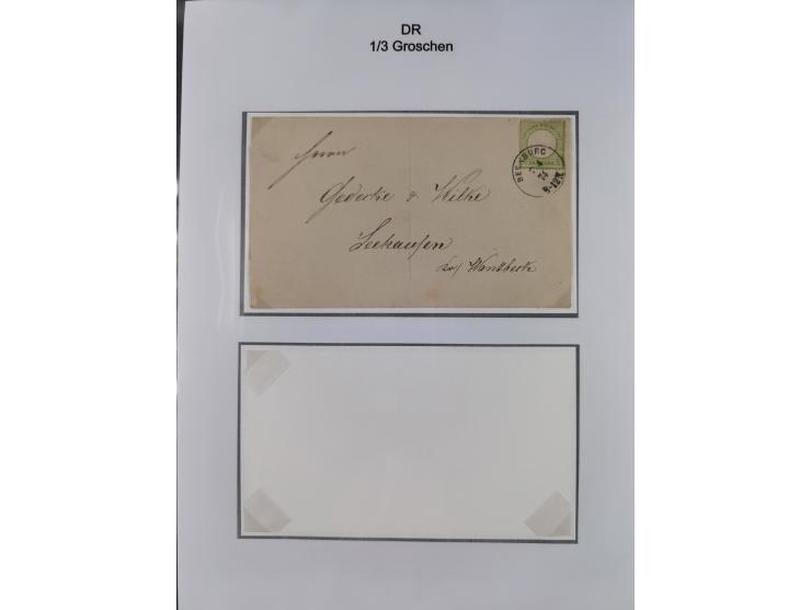 1872/74, Sammlung mit fast 90 Einzel- und Mehrfachfrankaturen der Wertstufen ⅓ Gr., 1 Gr., 2 Gr., 1 Kr. und 3 Kr. mit praktis
