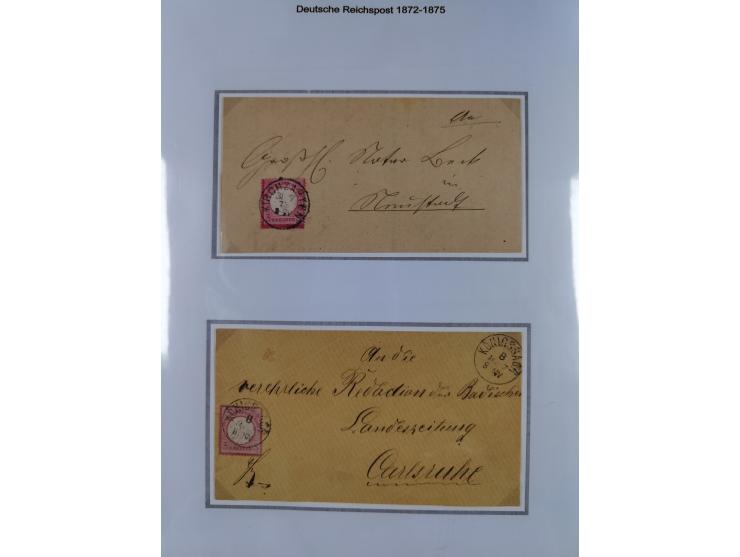 1872/74, Sammlung mit fast 90 Einzel- und Mehrfachfrankaturen der Wertstufen ⅓ Gr., 1 Gr., 2 Gr., 1 Kr. und 3 Kr. mit praktis