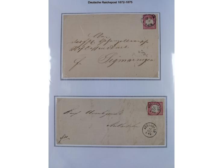 1872/74, Sammlung mit fast 90 Einzel- und Mehrfachfrankaturen der Wertstufen ⅓ Gr., 1 Gr., 2 Gr., 1 Kr. und 3 Kr. mit praktis