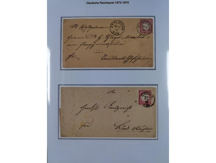 1872/74, Sammlung mit fast 90 Einzel- und Mehrfachfrankaturen der Wertstufen ⅓ Gr., 1 Gr., 2 Gr., 1 Kr. und 3 Kr. mit praktis