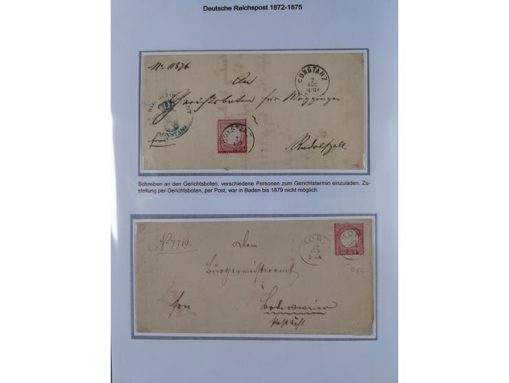 1872/74, Sammlung mit fast 90 Einzel- und Mehrfachfrankaturen der Wertstufen ⅓ Gr., 1 Gr., 2 Gr., 1 Kr. und 3 Kr. mit praktis
