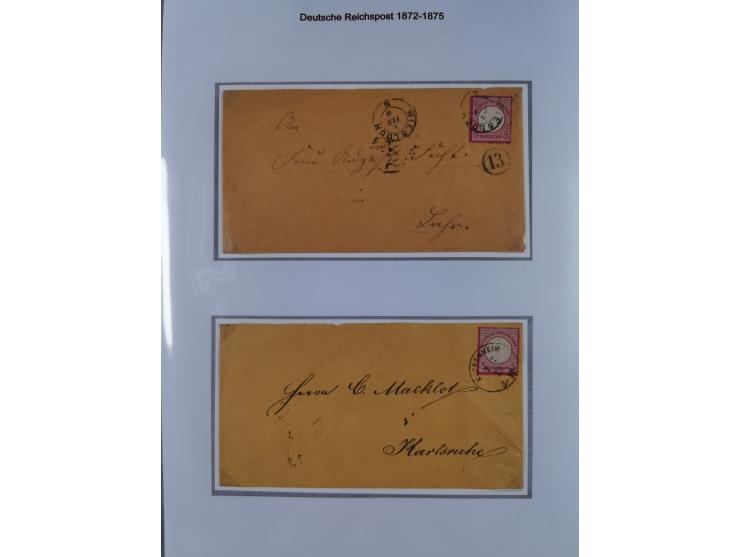 1872/74, Sammlung mit fast 90 Einzel- und Mehrfachfrankaturen der Wertstufen ⅓ Gr., 1 Gr., 2 Gr., 1 Kr. und 3 Kr. mit praktis