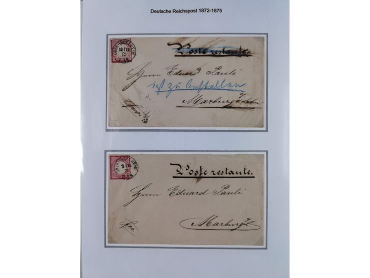 1872/74, Sammlung mit fast 90 Einzel- und Mehrfachfrankaturen der Wertstufen ⅓ Gr., 1 Gr., 2 Gr., 1 Kr. und 3 Kr. mit praktis