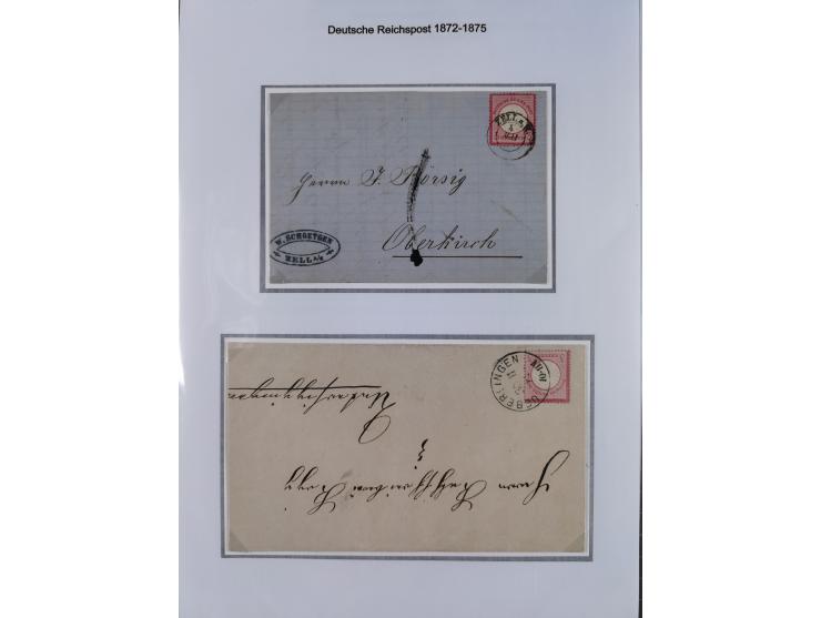 1872/74, Sammlung mit fast 90 Einzel- und Mehrfachfrankaturen der Wertstufen ⅓ Gr., 1 Gr., 2 Gr., 1 Kr. und 3 Kr. mit praktis