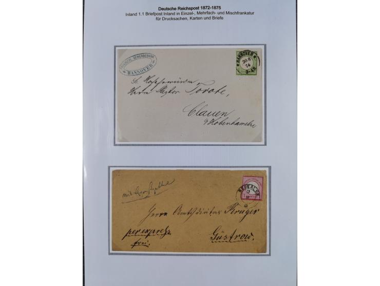 1872/74, Sammlung mit fast 90 Einzel- und Mehrfachfrankaturen der Wertstufen ⅓ Gr., 1 Gr., 2 Gr., 1 Kr. und 3 Kr. mit praktis