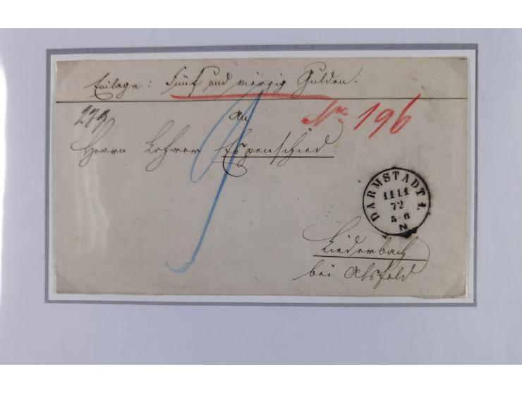 1872/74, Sammlung “Wertbriefe” mit 31 frankierten und zwei unfrankierten Wertbriefen. Dabei GSU mit Zufrankaturen, bessere Ei