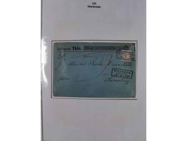 1872/74, Sammlung “Wertbriefe” mit 31 frankierten und zwei unfrankierten Wertbriefen. Dabei GSU mit Zufrankaturen, bessere Ei