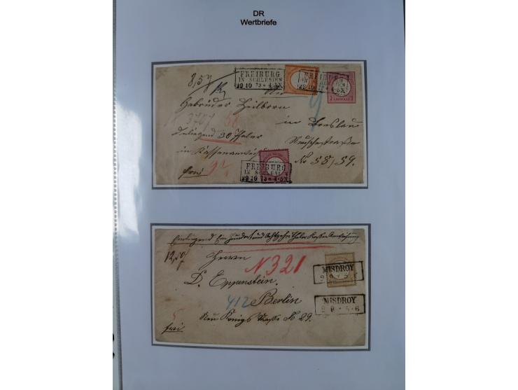 1872/74, Sammlung “Wertbriefe” mit 31 frankierten und zwei unfrankierten Wertbriefen. Dabei GSU mit Zufrankaturen, bessere Ei
