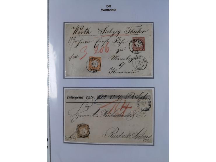 1872/74, Sammlung “Wertbriefe” mit 31 frankierten und zwei unfrankierten Wertbriefen. Dabei GSU mit Zufrankaturen, bessere Ei