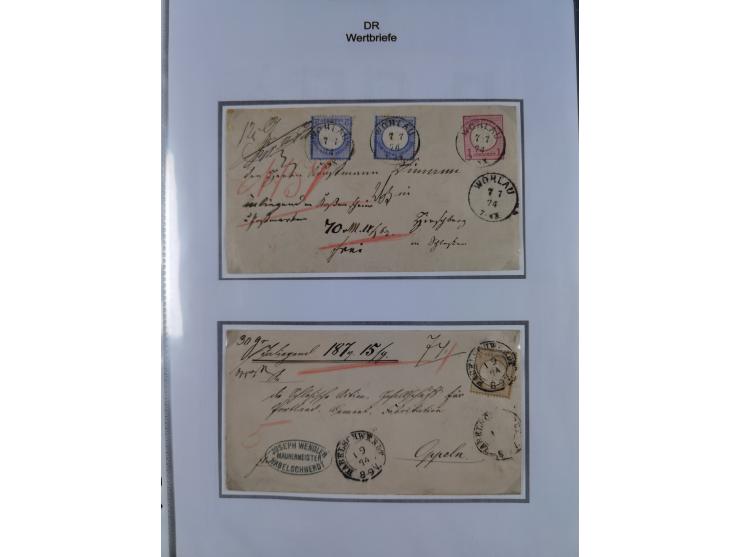 1872/74, Sammlung “Wertbriefe” mit 31 frankierten und zwei unfrankierten Wertbriefen. Dabei GSU mit Zufrankaturen, bessere Ei