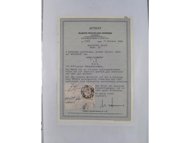 1872/74, Sammlung “Wertbriefe” mit 31 frankierten und zwei unfrankierten Wertbriefen. Dabei GSU mit Zufrankaturen, bessere Ei