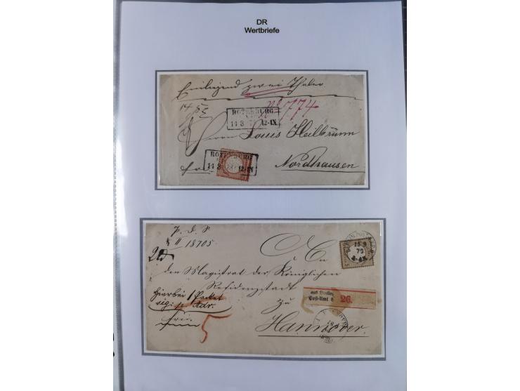 1872/74, Sammlung “Wertbriefe” mit 31 frankierten und zwei unfrankierten Wertbriefen. Dabei GSU mit Zufrankaturen, bessere Ei
