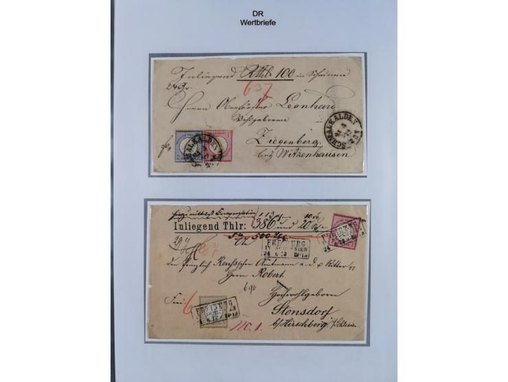 1872/74, Sammlung “Wertbriefe” mit 31 frankierten und zwei unfrankierten Wertbriefen. Dabei GSU mit Zufrankaturen, bessere Ei