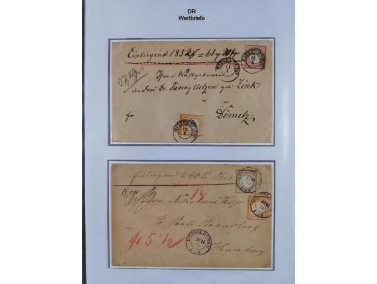 1872/74, Sammlung “Wertbriefe” mit 31 frankierten und zwei unfrankierten Wertbriefen. Dabei GSU mit Zufrankaturen, bessere Ei