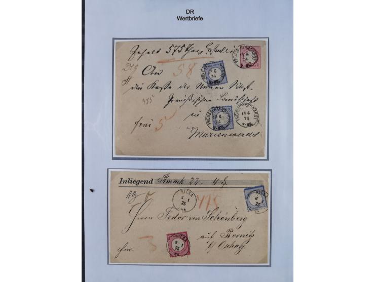 1872/74, Sammlung “Wertbriefe” mit 31 frankierten und zwei unfrankierten Wertbriefen. Dabei GSU mit Zufrankaturen, bessere Ei