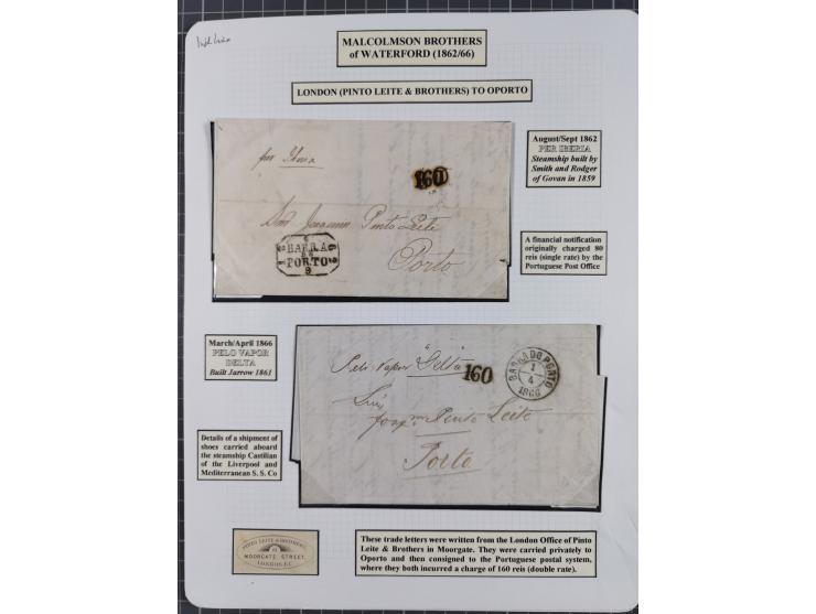 1797/1871, 20 letters, all passing the British Post Offices in Lisbon, with different and interesting markings and cancels, a