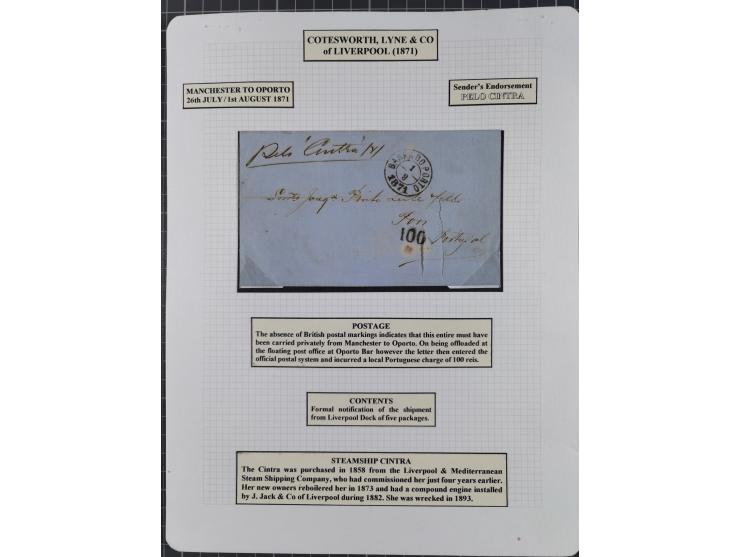 1797/1871, 20 letters, all passing the British Post Offices in Lisbon, with different and interesting markings and cancels, a