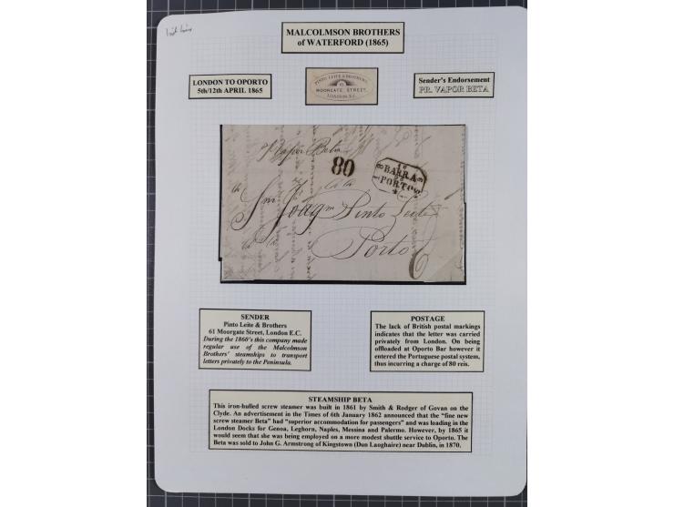 1797/1871, 20 letters, all passing the British Post Offices in Lisbon, with different and interesting markings and cancels, a