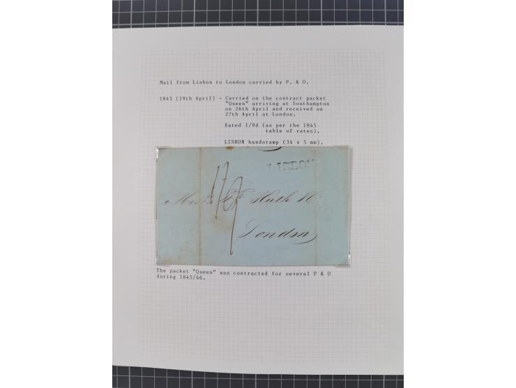 1797/1871, 20 letters, all passing the British Post Offices in Lisbon, with different and interesting markings and cancels, a