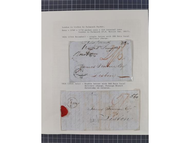 1797/1871, 20 letters, all passing the British Post Offices in Lisbon, with different and interesting markings and cancels, a