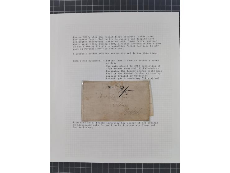 1797/1871, 20 letters, all passing the British Post Offices in Lisbon, with different and interesting markings and cancels, a
