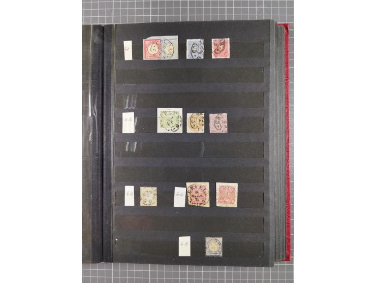 BERLIN-WESEL, kleine gestempelte Sammlung mit ca. 200 Werten, dabei u.a. Mi.-Nr. 1 im waagerechten Paar “WESEL” sowie "STRASS