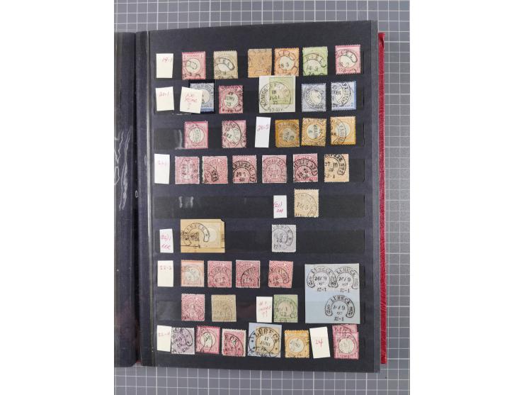 BERLIN-WESEL, kleine gestempelte Sammlung mit ca. 200 Werten, dabei u.a. Mi.-Nr. 1 im waagerechten Paar “WESEL” sowie "STRASS