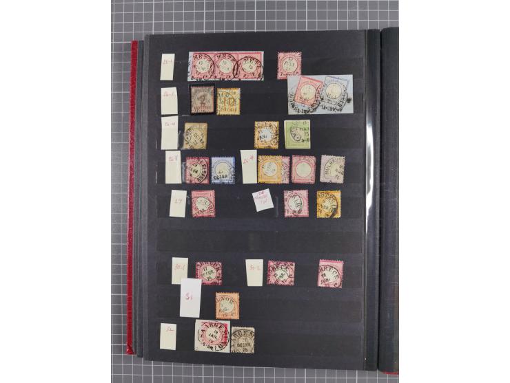 BERLIN-WESEL, kleine gestempelte Sammlung mit ca. 200 Werten, dabei u.a. Mi.-Nr. 1 im waagerechten Paar “WESEL” sowie "STRASS