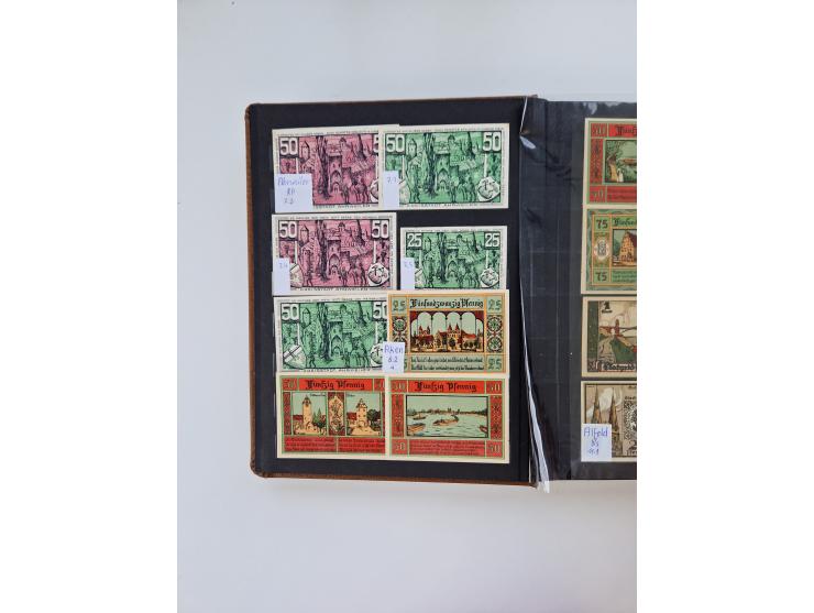 Notgeld-Serienscheine, saubere Sammlung in 16 meist dicken Steckalben, sauber nach Orten und Serien sortiert, überschlägig et