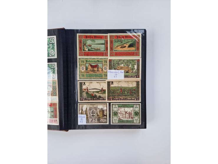 Notgeld-Serienscheine, saubere Sammlung in 16 meist dicken Steckalben, sauber nach Orten und Serien sortiert, überschlägig et