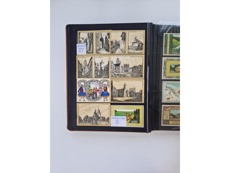 Notgeld-Serienscheine, saubere Sammlung in 16 meist dicken Steckalben, sauber nach Orten und Serien sortiert, überschlägig et