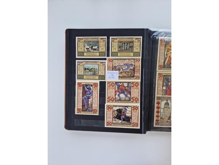 Notgeld-Serienscheine, saubere Sammlung in 16 meist dicken Steckalben, sauber nach Orten und Serien sortiert, überschlägig et