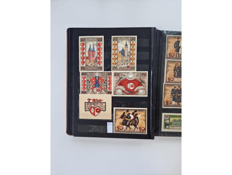 Notgeld-Serienscheine, saubere Sammlung in 16 meist dicken Steckalben, sauber nach Orten und Serien sortiert, überschlägig et