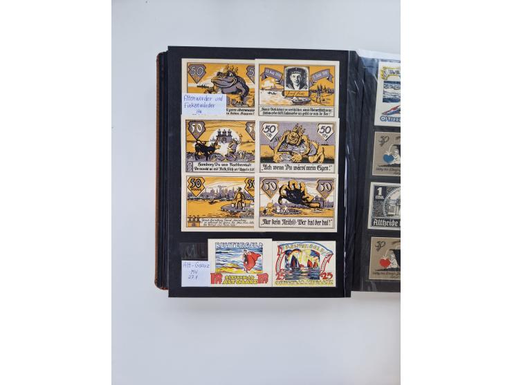 Notgeld-Serienscheine, saubere Sammlung in 16 meist dicken Steckalben, sauber nach Orten und Serien sortiert, überschlägig et