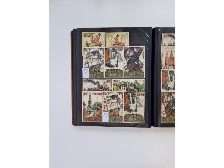 Notgeld-Serienscheine, saubere Sammlung in 16 meist dicken Steckalben, sauber nach Orten und Serien sortiert, überschlägig et